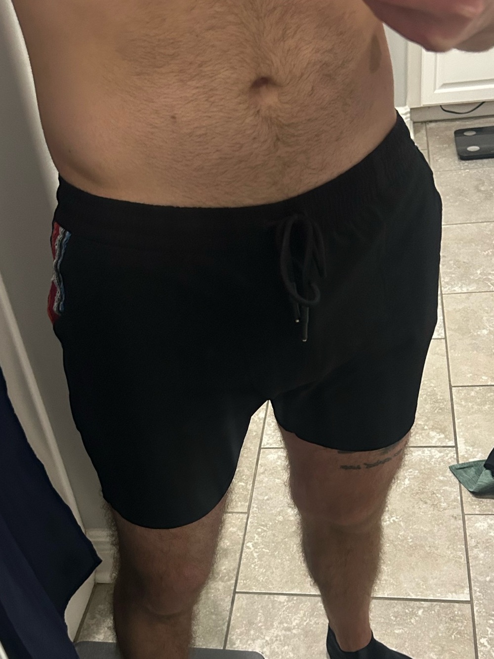 Men's Black Athletic Swim Shorts with Side Stripe